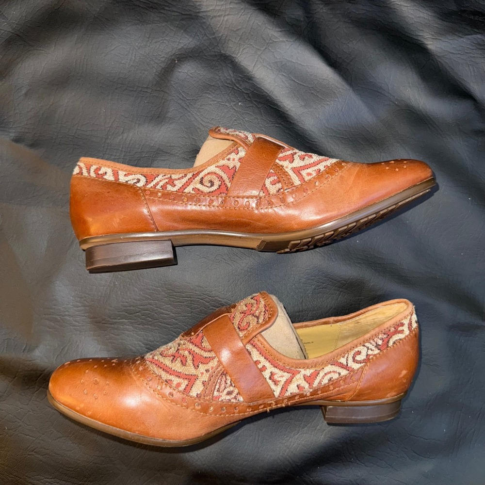 Latigo F-Troop Leather Tapestry Monk Strap Loafers Cognac Brown 7.5M - Picture 4 of 11